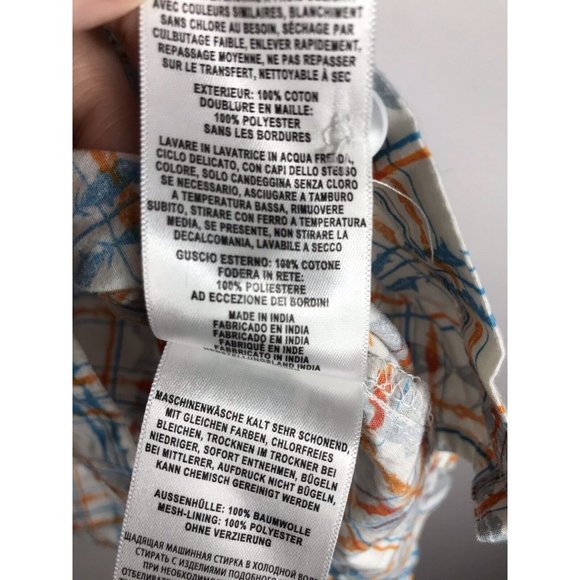 Columbia PFG Mens Small Orange Blue White Short Sleeve Button Fish Graphic Shirt - Picture 7 of 10